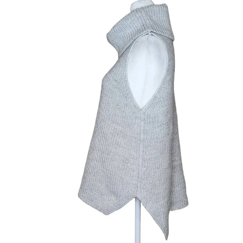 Ever New Melbourne Grey Chunky Knit Sleeveless Turtleneck Sweater M Wool Blend